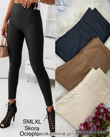 Spodnie skórzane damskie 4865, S-XL, 1 Kolor