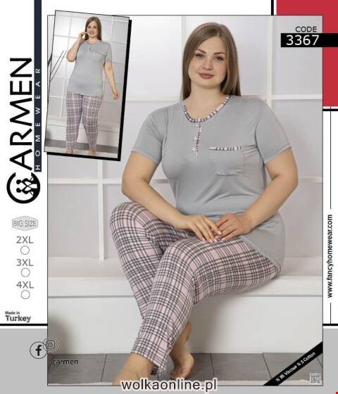 Piżama damska z wiskoza 3367 1 kolor 2XL-4XL (towar tureckie)