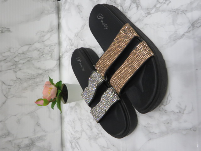 Klapki Damskie 1862 BLACK/WHITE/GOLD 36-41