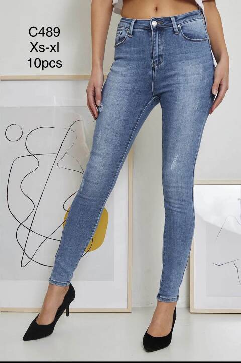 Jeansy damskie C489 1 kolor XS-XL