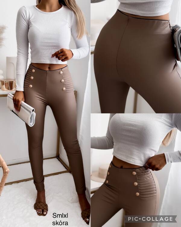 Spodnie skórzane damskie 9494 1 kolor S-XL