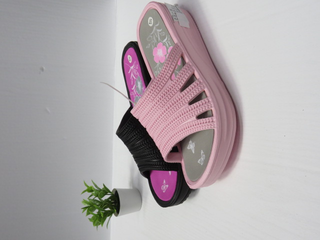 Klapki Damskie 18234 BLACK/WHITE/L.BLUE/PINK 36-41