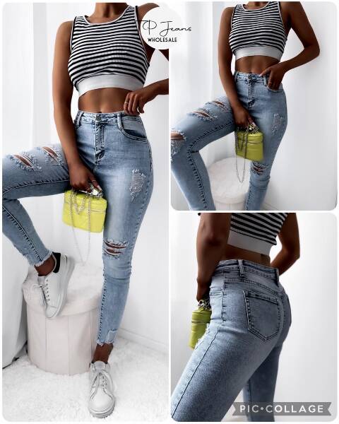 Jeansy damskie 1317 1 kolor XS-XL