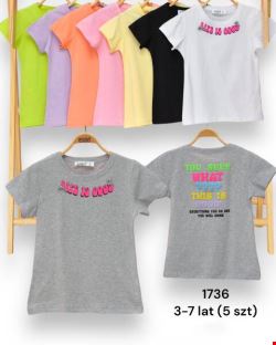 Bluzki dziewczęce 1736 1 kolor 3-7lat