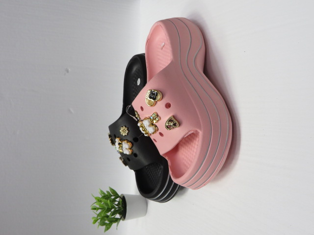 Klapki Damskie 18269 BLACK/WHITE/PINK 36-40