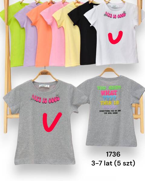 Bluzki Dziewczęce 1736 1 kolor 3-7 (Towar Tureckie) 1