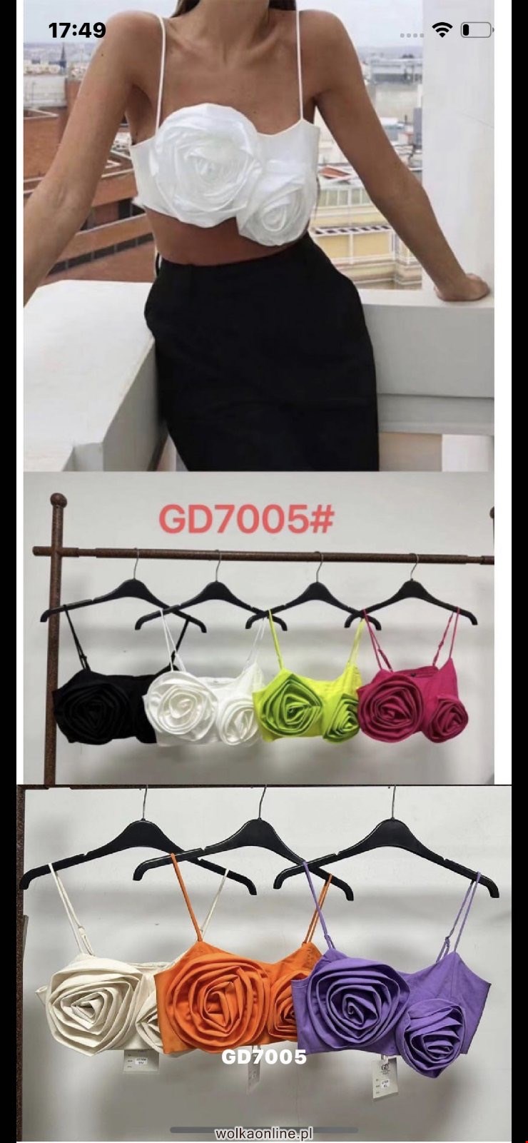 Topy damskie GD7005 MIX KOLOR  S-L(Towar CHINA)