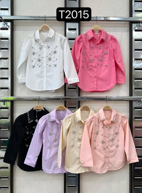 Koszula dziewczęcy T2015 1 kolor 4-14