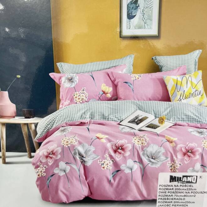 Komplet Pościeli 4 Części E1859 Mix wzory  200 x 220 1