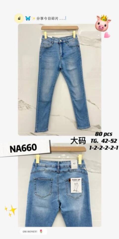 Jeansy damskie NA660 1 kolor 42-52