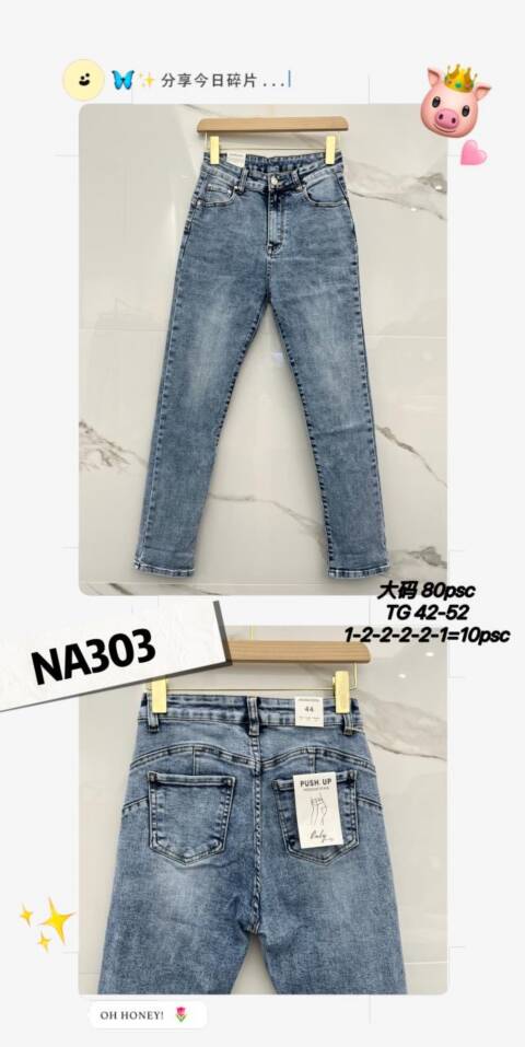 Jeansy damskie NA303 1 kolor 42-52 1