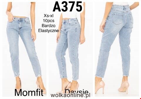 Jeansy damskie A375 1 kolor XS-XL