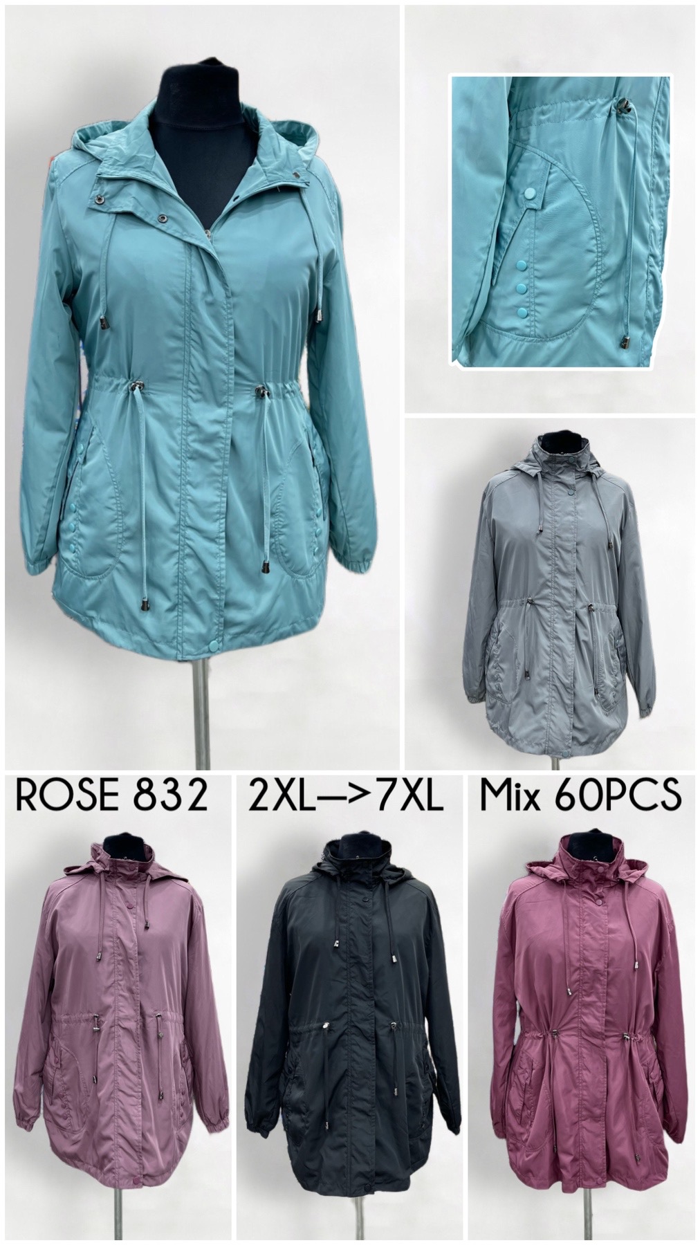 Kurtka cienka damskie 832 1 kolor  2XL-7XL (Towar China) 1