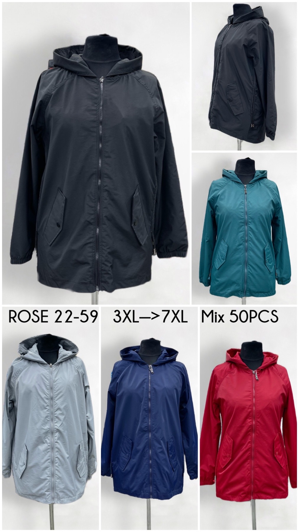 Kurtka cienka damskie 22-59 1 kolor  3XL-7XL (Towar China) 1