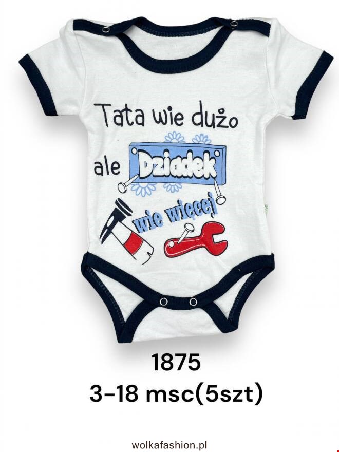 Body niemowlęce 1875 1 kolor  3-18m (TOWAR Tureckie)