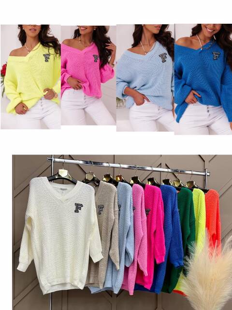 Sweter danmskie 9737 Mix kolor Standard (Towar Tureckie) 1