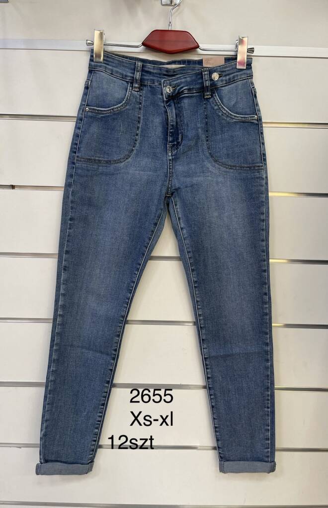 Jeansy damskie 2655 1 kolor  XS-XL