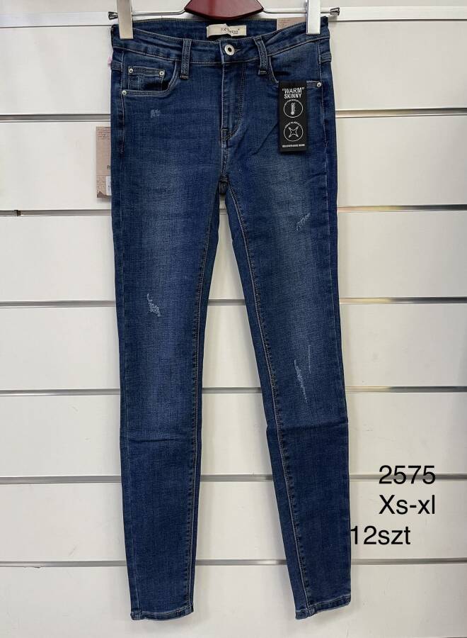 Jeansy damskie 2575 1 kolor  XS-XL