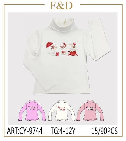 Bluzki dziewczęce CY-9744 Mix kolor 4-12