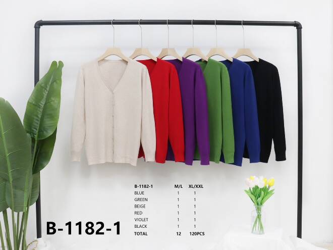 Sweter Damkie B-1182-1 Mix KOLOR  M-2XL (TOWAR CHINA)