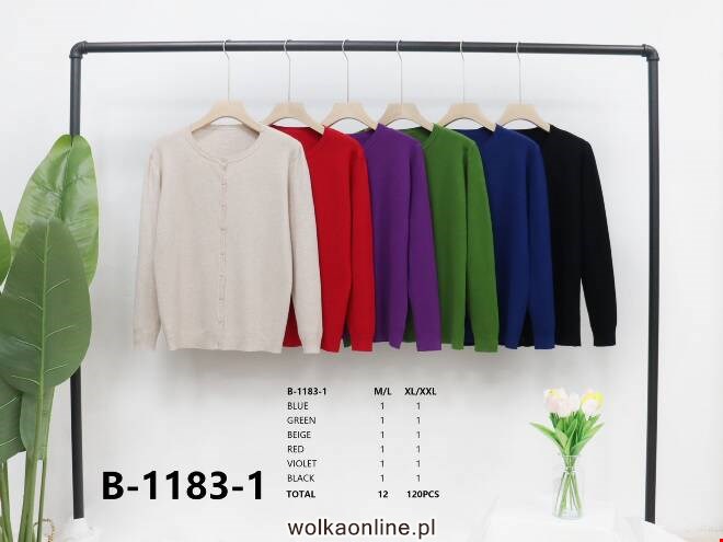 Sweter Damkie B-1183-1 Mix KOLOR  M-2XL (TOWAR CHINA)