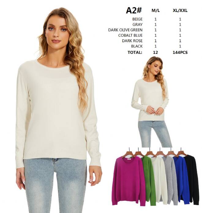 Sweter Damkie A2 Mix KOLOR  M-2XL (TOWAR CHINA)