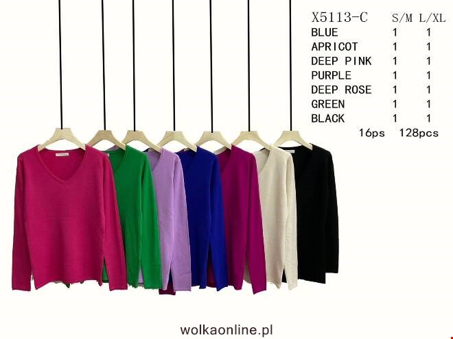 Sweter Damkie X5113-C Mix KOLOR  S/M-L/XL (TOWAR CHINA)