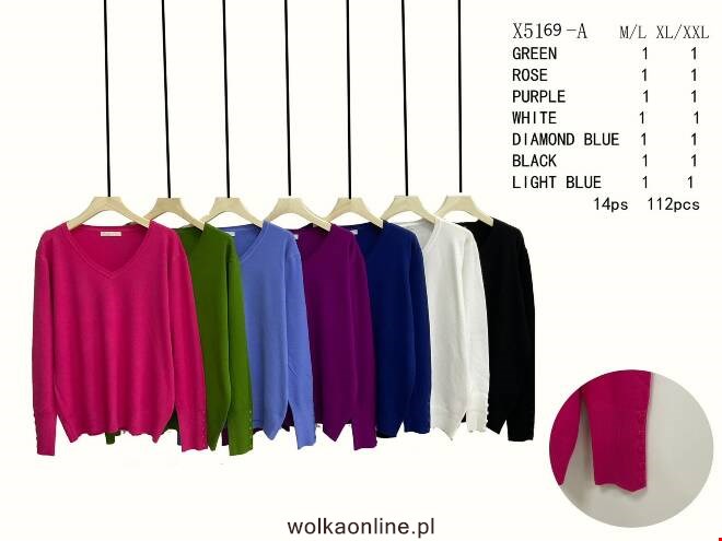 Sweter Damkie X5169-A Mix KOLOR  M-2XL (TOWAR CHINA)