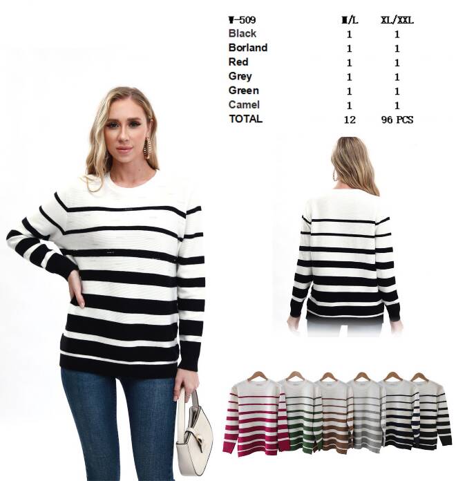 Sweter Damkie V-509 Mix KOLOR  M-2XL (TOWAR CHINA) 1