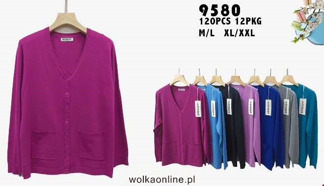 Sweter Damkie 9580 Mix KOLOR  M-2XL (TOWAR CHINA)