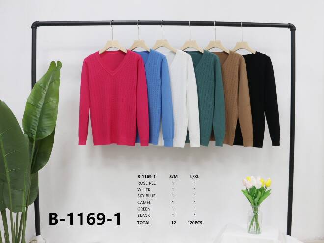 Sweter Damkie B-1169-1 Mix KOLOR  S/M-L/XL (TOWAR CHINA)