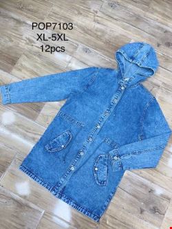 Kurtka jeansowa damskie POP7103 1 kolor XL-5XL