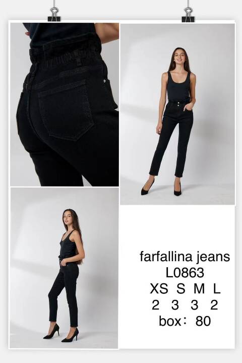 Jeansy damskie L0863 1 Kolor XS-L