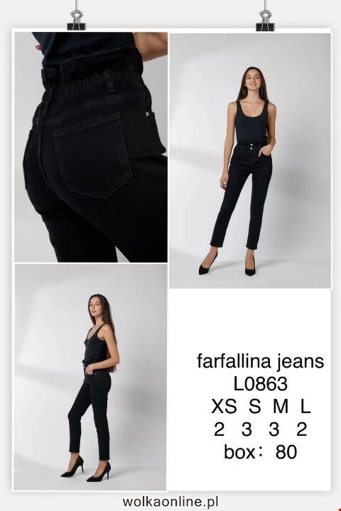 Jeansy damskie L0863 1 Kolor XS-L