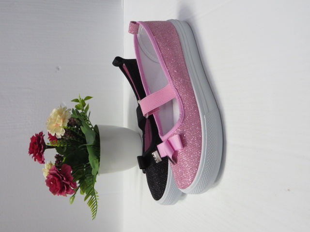 Baleriny Dziecięce A16-2 BLACK/SILVER/PINK 31-36