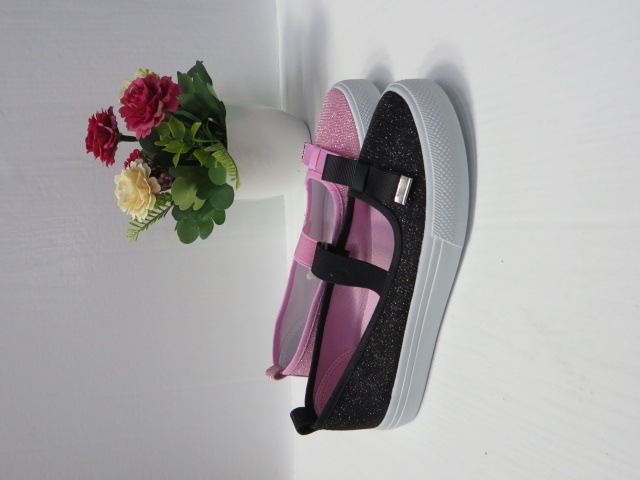 Baleriny Dziecięce A16-2 BLACK/SILVER/PINK 31-36 1