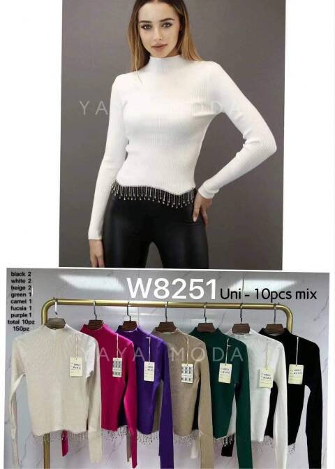 Sweter damskie W8251 Mix kolor Standard