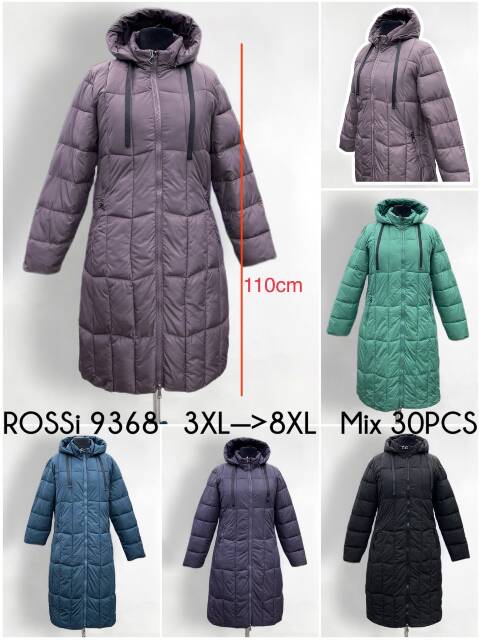  Zimowe Płaszcze damskie 9368 1 kolor 3XL-8XL