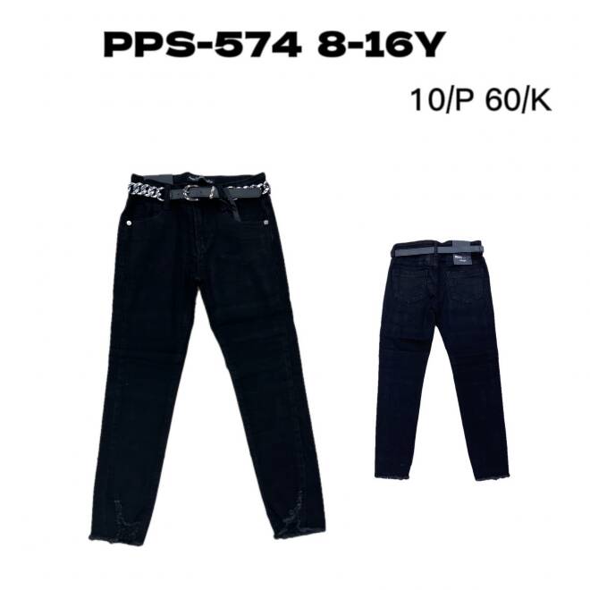 Jeansy dziewczęce PPS-574 1 kolor  8-16