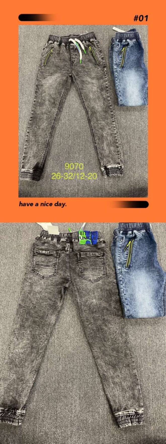 Jeansy chłopięce 9070 1 kolor  12-20