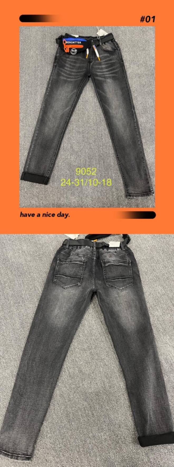 Jeansy chłopięce 9052 1 kolor  10-18 1