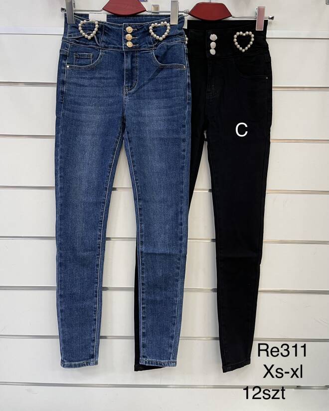 Jeansy damskie RE311 1 kolor  XS-XL