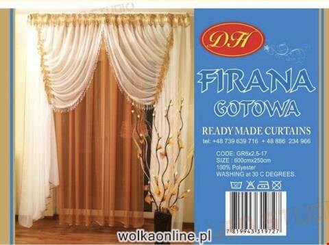 Firanka gotowa 3667 1 kolor 600x250