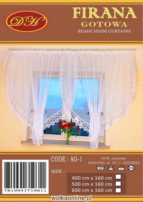 Firanka gotowa 3718 1 kolor 400x150