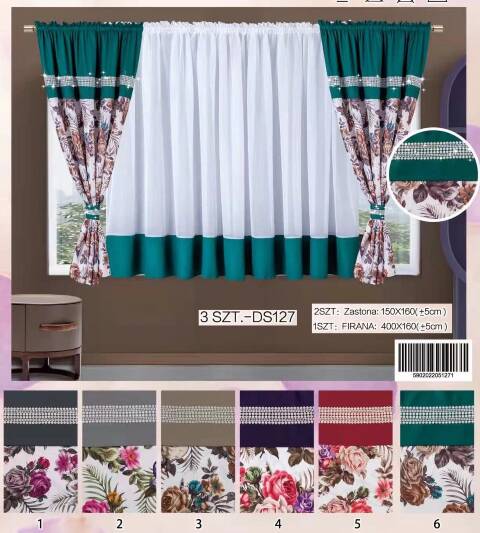 Firanka gotowa 3749 Mix kolor 400x150