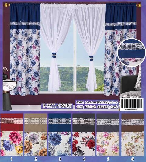 Firanka gotowa 3756 Mix kolor 400x180 1