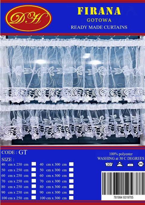 Firanka gotowa 3775 1 kolor 40x250