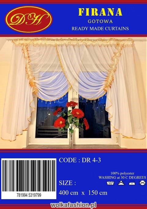 Firanka gotowa 3781 1 kolor 400x150