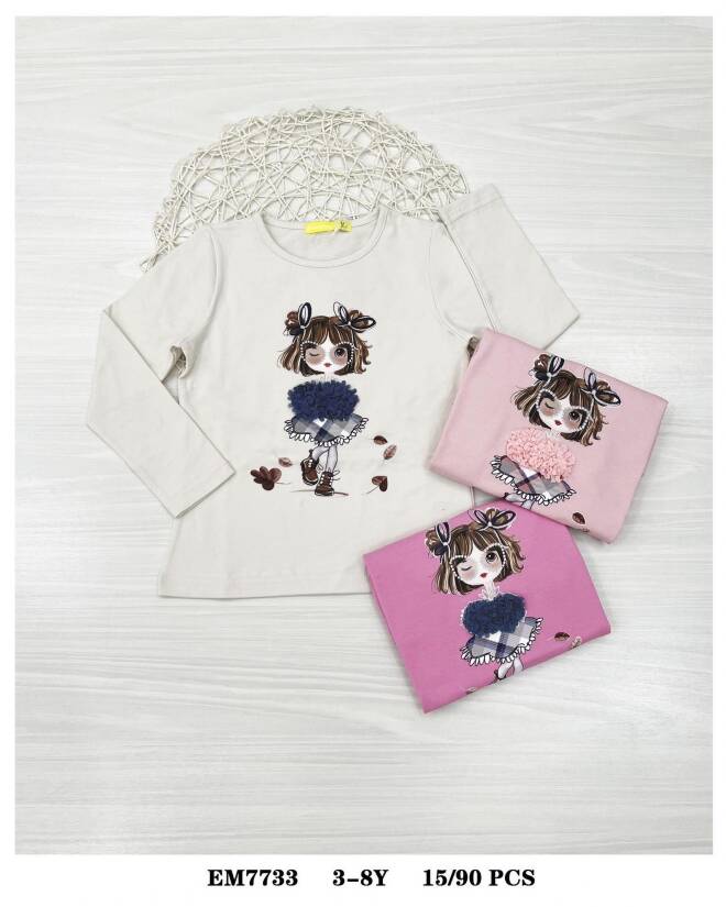 Bluzka dziewczęca EM7733 Mix KOLOR  3-8