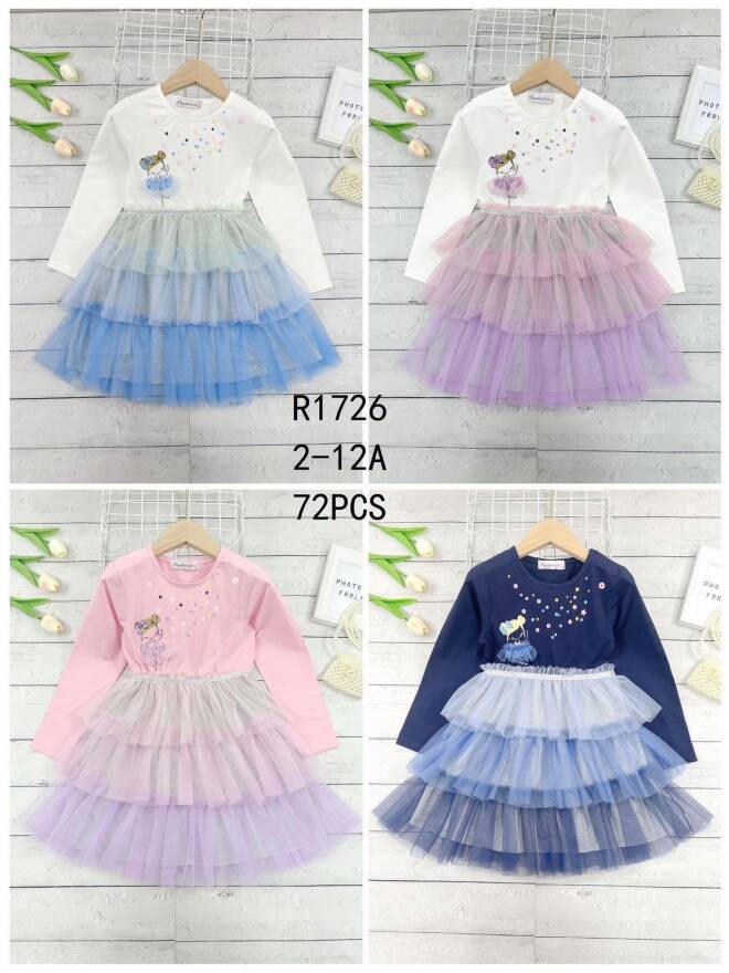 Sukienka dziewczęca R1726 1 kolor  2-12 1